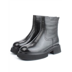 04-HJM396 BLACK Ботинки зимние женские (натуральная кожа, натуральный мех)