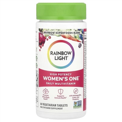 Rainbow Light, Women's One™, ежедневная мультивитаминная добавка для женщин, высокая эффективность, 60 вегетарианских таблеток