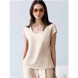 Блузка с U вырезом скроенная по косой из плотного лиоцелла