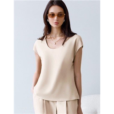 Блузка с U вырезом скроенная по косой из плотного лиоцелла