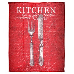 Полотенце кухонное 50х60см "Kitchen & Marfa", набор 3шт, рогожка 156г/м2, хлопок 100%, на картоне, "Домашняя мода" (Россия)
