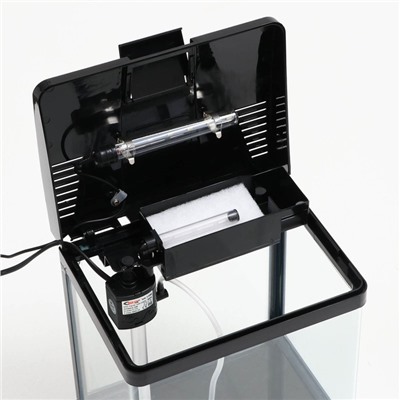 Аквариум SeaStar HX-240ZF в комплекте: LED-лампа двухцветная, фильтр 200 л/ч, 12 л, черный