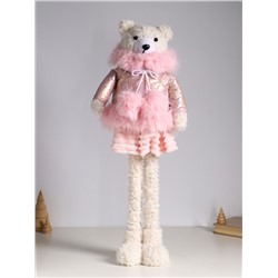 Интерьерная кукла текстильная «Медведица в розовом пуховике», раздвижная 37-65 см, 23×16×37 см