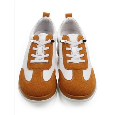 03-YA486-2 WHITE/SAND Кроссовки женские (натуральная кожа, натуральная замша)