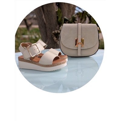 КОМБО испанские босоножки S44ACBeig+итальянская сумка AB.ZAPATOS PELLE · 2704 Beige АКЦИЯ