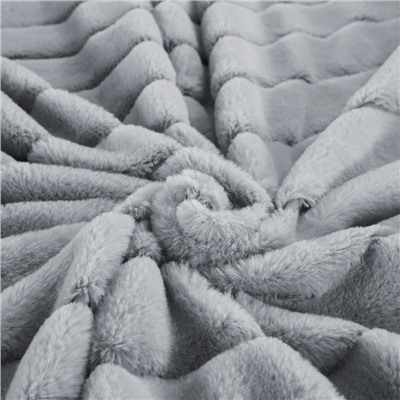 Плед пушистый Lusnug теплый мягкий Серый 2019-C16 200x220