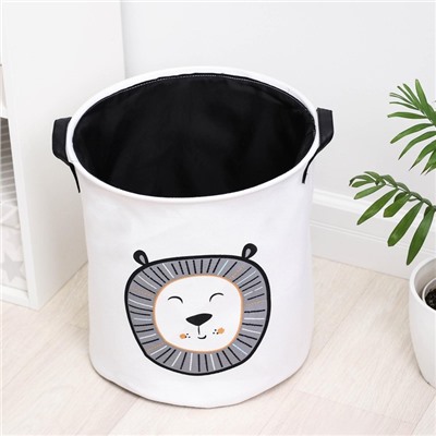 Корзина для белья Доляна «Лёва», 35×40 см, белая