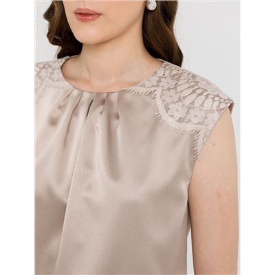 Блуза бежевая с кружевом