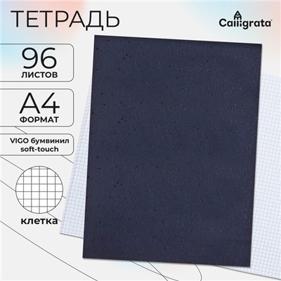 Тетрадь А4, 96 листов в клетку, Calligrata VIGO бумвинил, сине-чёрный