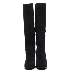 02-E29W-11B BLACK Сапоги зимние женские (натуральная замша, натуральный мех (еврозима))