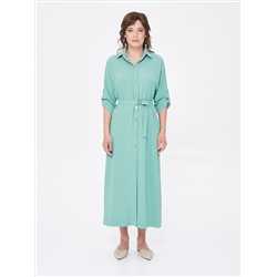 Платье А-образного силуэта пастельного зелёного цвета с поясом
