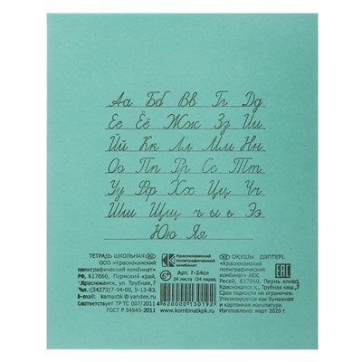 Комплект тетрадей из 20 штук, 24 листа в линию КПК «Зелёная обложка», блок №2, белизна 75% (серые листы)