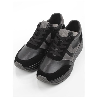 03-A1003-4 BLACK Кроссовки женские (натуральная кожа, натуральная замша)