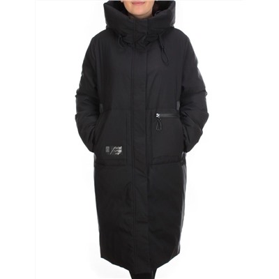 2236 BLACK Пальто женское зимнее AKIDSEFRS (200 гр. холлофайбера)