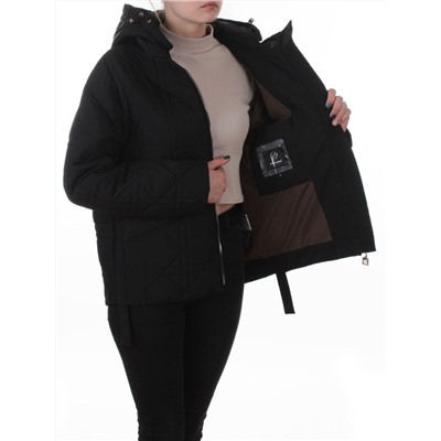 8061 BLACK Куртка стеганная демисезонная женская (100 гр. холлофайбер)