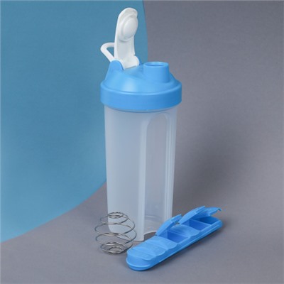 Бутылка/Шейкер JUST SHSC-600 с таблетницей, синий, для спортивного питания 600ML/уп60
