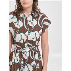 Платье коричневое с поясом