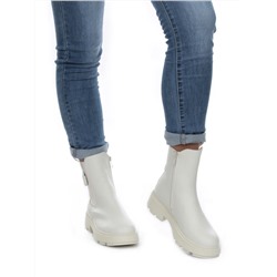 01-PCX55-2 WHITE Ботинки демисезонные женские (натуральная кожа, байка)