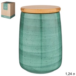 Банка с дереянной крышкой Bronco nature 1,24 л / 263-1105 /мятная/17x12 см