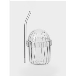 Стакан Magistro «Полоска», 450 мл, 9.8×19 см, с трубочкой, стекло, прозрачный