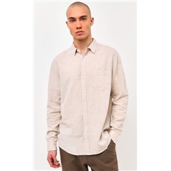 Рубашка д/р лен F111-0450-1 beige