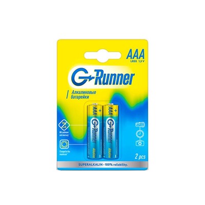 Батарейки алкалиновые «G-runner» AAА/LR03, 1,5 V, в блистере 2 батарейки, (упаковка 12 шт)