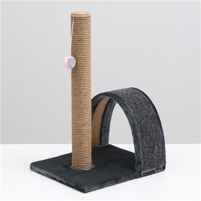 Когтеточка «Столбик» с дугой и игрушкой, 35×30×54 см, микс цветов