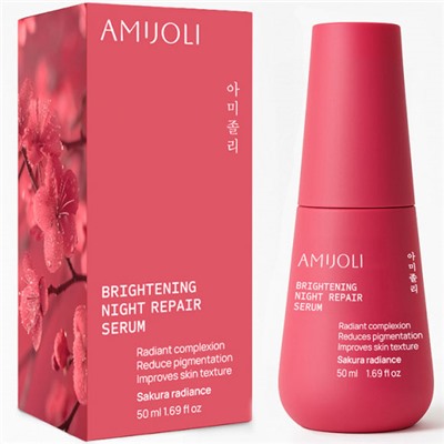 AMIJOLI Ночная сыворотка против пигментации с экстрактом сакуры и кислотами для выравнивания тона кожи 50 мл