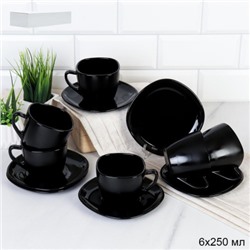 Чайный набор 12 предметов квадратный черный BFB220C-12 (BLACK) /уп 8/