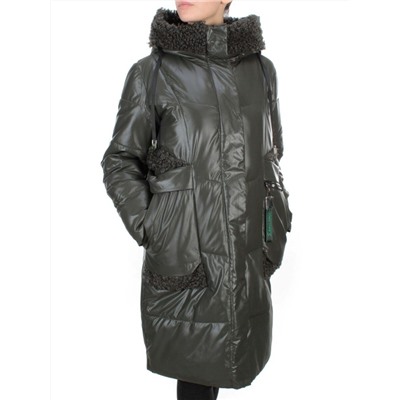 21-985 DARK GREEN Пальто зимнее женское AIKESDFRS (200 гр. холлофайбера)