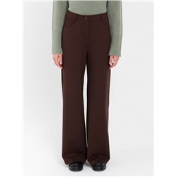 Брюки коричневые прямые трикотажные