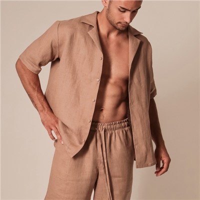 Костюм мужской домашний (рубашка с коротким рукавом и шорты) SL HOME, размер L, кофейная