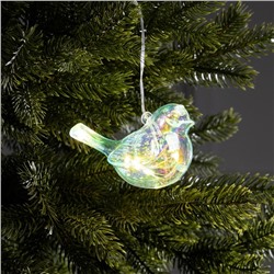 Елочная игрушка светодиодная "Снигирь", 10х17 см, 5 LED, батарейки ААх2 (нет в комплекте), свечение тёплое белое