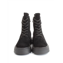 04-M3-1477 BLACK Ботинки зимние женские (натуральная замша, натуральный мех)