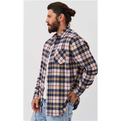 Рубашка F521-0460 beige-blue