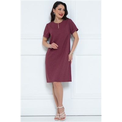 Платье короткое с разрезом в цвете марсала
