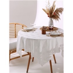 Скатерть «Этель», белая, фактурная с вышивкой, 140×140 см