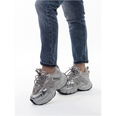 03-18C GREY/SILVER Кроссовки женские (натуральная кожа, искусственная кожа)