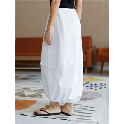 Юбка карго с кулисой внизу и резинкой на поясе из плотного поплина