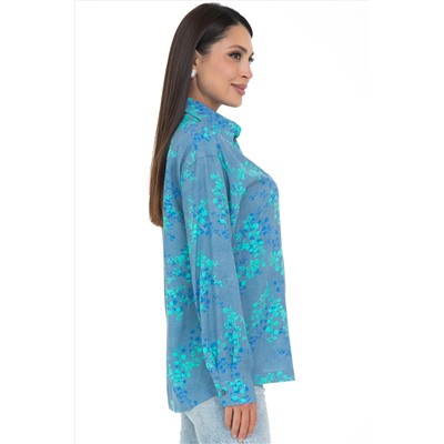 Рубашка серо-голубая с принтом