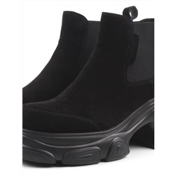01-H23B-40B BLACK Ботинки демисезонные женские (натуральная замша, байка)