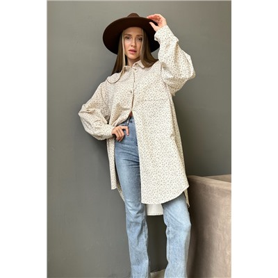 Рубашка женская  HUG077/02/Молочный, коричневый