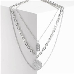 Кулон на цепочке «Разные стороны», L=50 см, цвет серебро