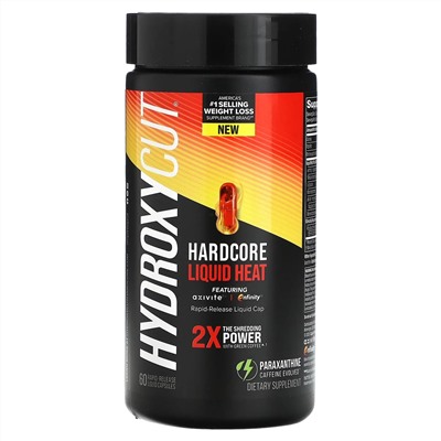 Hydroxycut, Hardcore Liquid Heat, 60 жидких капсул с быстрым высвобождением