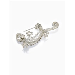 Брошь «Ящерица - хамелеон», цветная в серебре