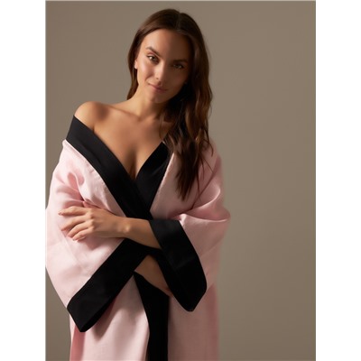 Халат женский длинный SL HOME Rose-52, лён 100%, розовый