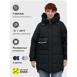 Куртка зимняя женская с капюшоном модная черного цвета 7341Ch