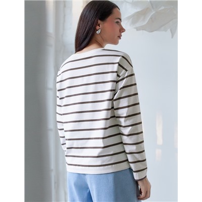 Лонгслив в полоску из премиального хлопка с эластаном