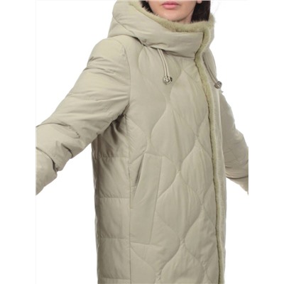 310 OLIVE Пальто зимнее стеганое женское (200 гр. холлофайбер, натуральная норка)