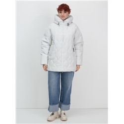 Куртка женская демисезонная с капюшоном серого цвета 1140Sr